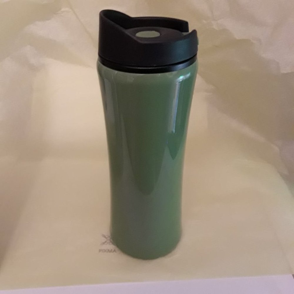 CLICKER WATER BOTTLE BY LIQUID LOGIC - HOLDS 14 OUNCES - STAINLESS & PLASTIC